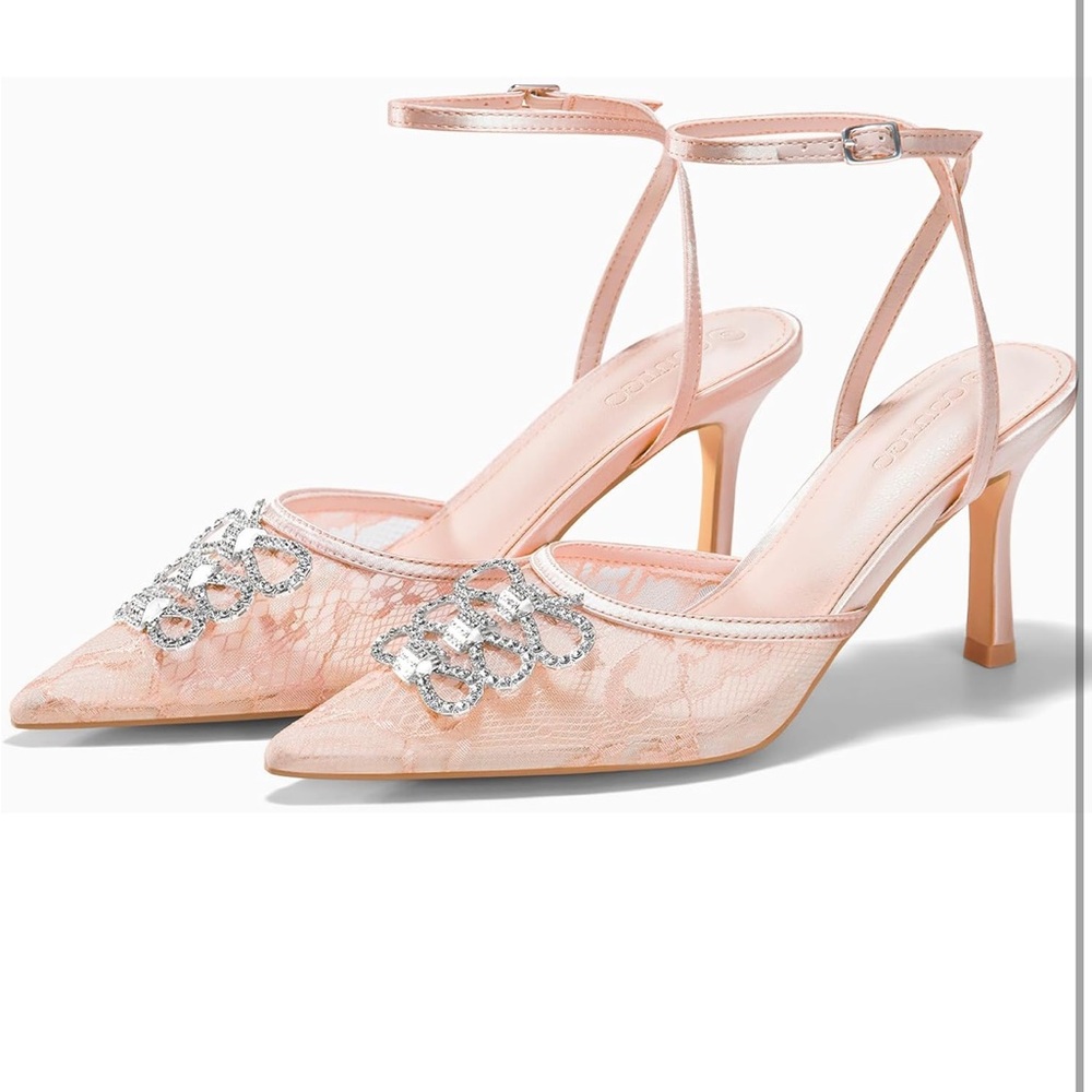Elegant Pink Lace Women's Shoes Size 8.5 - Picture 5 of 7